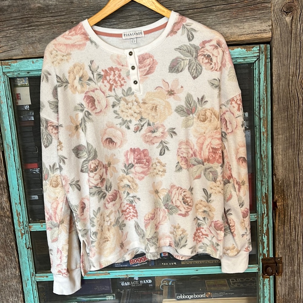 PJ Salvage Floral Thermal Long Sleeve Top M